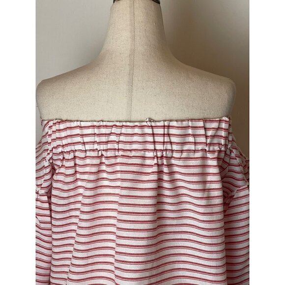 Umgee Red‎ And White Striped Balloon Sleeve Off The Shoulder Blouse Size S - Picture 8 of 10
